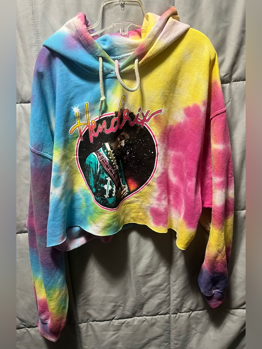 Jimi Hendrix Tye Die Tie Dye Cropped Hoodie Size 1X
